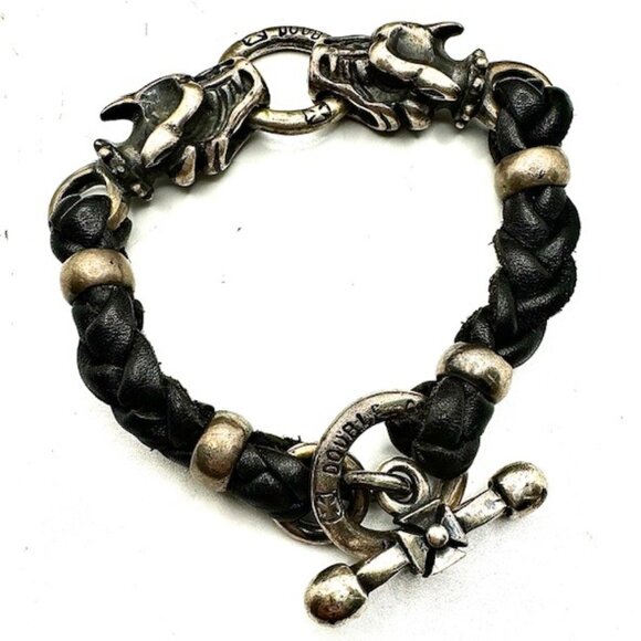 Travis Walker Double Cross 1999 Leather 925 Silver Gargoyle Bracelet